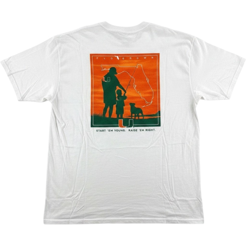 FLO GROWN University Miami Hurricanes Fishing Graphic Tee Shirt Mens 2XL New